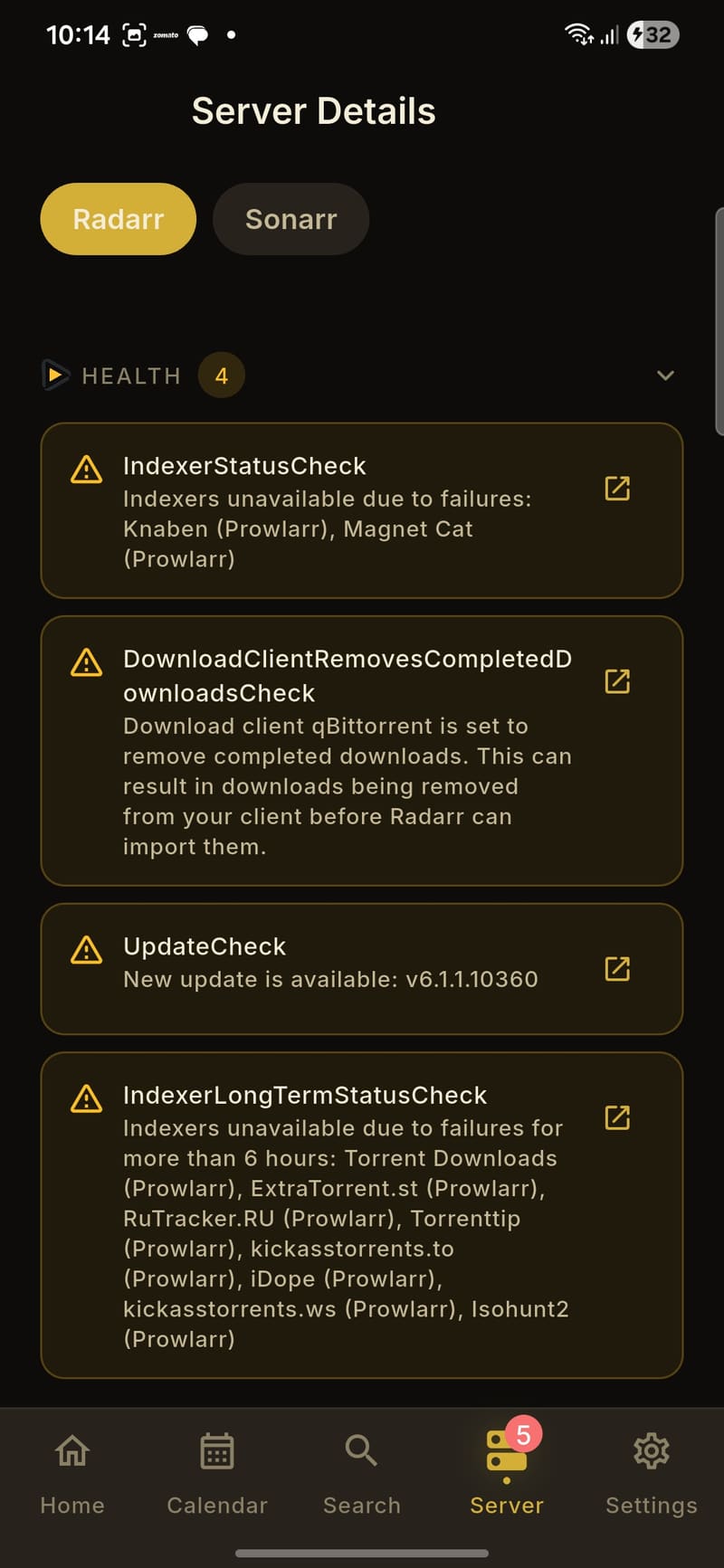 ArFlix - Server Health